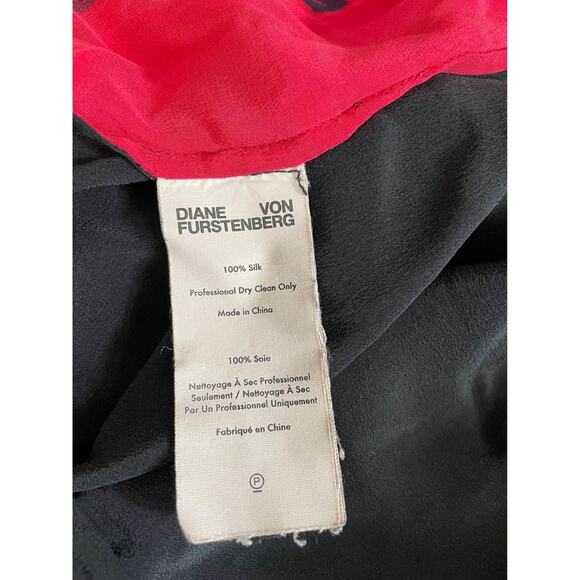 Women Diane Von Furstenberg Red Floral Silk Blouse Small - Picture 4 of 5